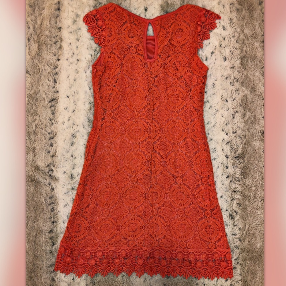 5/$25 Coral Lace Dress - Picture 3 of 6